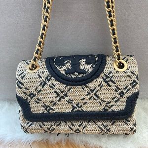 Tory Burch Fleming Soft Straw Small Convertible Shoulder Bag/Crossbody